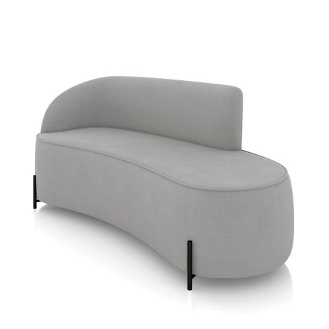 Sofá 3 Lugares Orgânico 180cm Pé Ferro Preto Morgan Suede Cinza D03 - D’Rossi