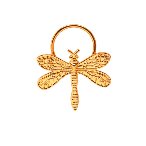 Jogo 4 Anéis Guardanapo Luxo Libelula Dourado 4cm Mimo