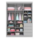 Ver imagem 3 de Guarda Roupa Infantil Pietra 3 Portas e 4 Gavetas Cinza - PR Baby