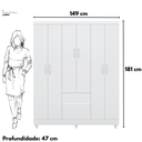 Ver imagem 4 de Guarda Roupa Casal 6 Portas 2 Gavetas 149 cm Fast Branco/Rosa/Branco Flex