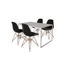 Ver imagem 2 de Mesa Industrial Base Ferro Branco Tampo 137x90 Branco 4 Cadeiras Eames Ferro Cobre Assento Preto