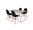 Ver imagem 2 de Mesa Industrial Base Ferro Branco Tampo 137x90 Branco 4 Cadeiras Eames Ferro Cobre Assento Preto
