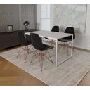 Ver imagem 1 de Mesa Industrial Base Ferro Branco Tampo 137x90 Branco 4 Cadeiras Eames Ferro Cobre Assento Preto