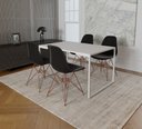 Ver imagem 1 de Mesa Industrial Base Ferro Branco Tampo 137x90 Branco 4 Cadeiras Eames Ferro Cobre Assento Preto
