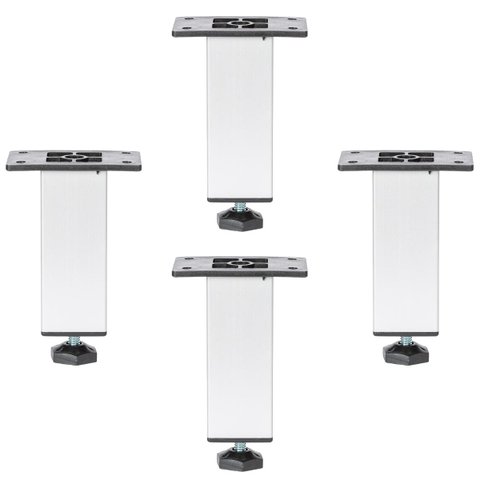 Kit 4 Pé Alumínio 13cm Fosco Cozinha Móveis 40x40 Regulável