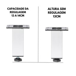 Kit 4 Pé Alumínio 13cm Fosco Cozinha Móveis 40x40 Regulável - 2