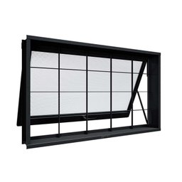 Janela de Aço Maximo Ar com Grade Quadrada 60x100x7cm Facilitá Lucasa - 1 Janela de Aço Maximo Ar com Grade Quadrada 60x100x7cm Facilitá Lucasa - 1