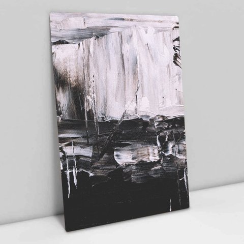 Quadro Decorativo em Canvas Abstrato Black White TaColado Borda Infinita 120 x 80cm