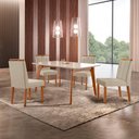 Ver imagem 1 de Conjunto Sala de Jantar Mesa Paris Madeira Maciça 140x80cm Tampo Retângular Vidro Off White com 4 Ca
