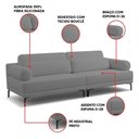 Ver imagem 3 de Sofá 2 Lugares Living 194cm Pé Ferro Romeu Bouclê K01 - D'Rossi Cinza Escuro