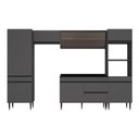 Ver mais imagens de Armário de Cozinha Modulada Completa com Pia 313cm Milano Multimóveis MCR2394 Grafite/Preto