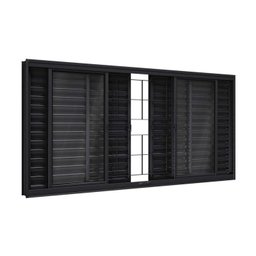 Janela de Aço Veneziana com Grade Quadrada 6 Folhas 100x200cm Facilitá Lucasa - 2 Janela de Aço Veneziana com Grade Quadrada 6 Folhas 100x200cm Facilitá Lucasa - 2