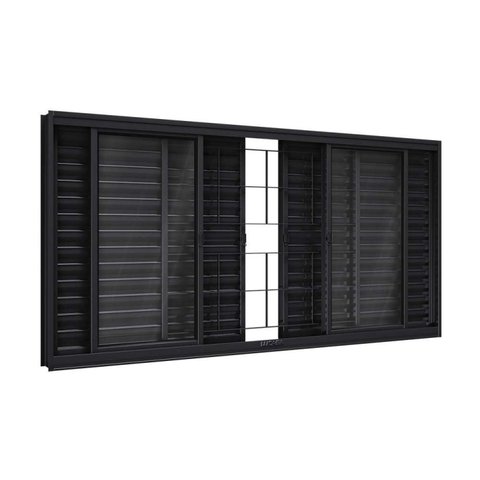 Janela de Aço Veneziana com Grade Quadrada 6 Folhas 120x150cm Facilitá Lucasa