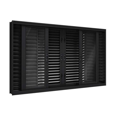 Janela de Aço Veneziana Flex 6 Folhas 100x200cm Facilitá Lucasa Preto