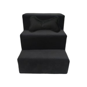 Escada para Pet 3 Degraus Veludo Preto