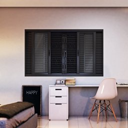 Janela de Aço Veneziana Flex com Grade Mosaico 6 Folhas 120x150cm Facilitá Lucasa - 2