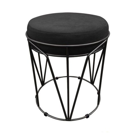 Puff Multiuso Com Mesa 2 Em 1 Suede Preto Base Preto