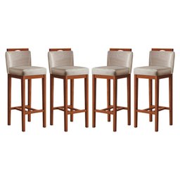 Conjunto 4 Banquetas Alta em Madeira Maciça Libéria  - 1