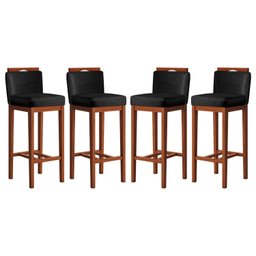 Conjunto 4 Banquetas Alta em Madeira Maciça Libéria  - 1