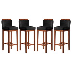 Conjunto 4 Banquetas Alta em Madeira Maciça Libéria 