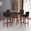 Ver imagem 2 de Conjunto 4 Banquetas Alta em Madeira Maciça Libéria Preto/Pinhão
