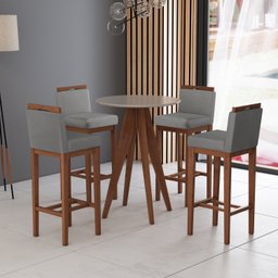 Conjunto 4 Banquetas Alta em Madeira Maciça Libéria  - 2