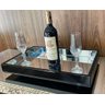 Bandeja Espelhada Decorativa Laqueada Flutuante Taças Sala Laqueada Preta - 1