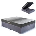 Ver imagem 1 de Cama Baú King 193x203 Suede Cinza com Dual Firm Espuma Ecoflex