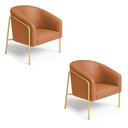 Ver imagem 2 de Poltrona Sala Industrial Alta Dourado Kit 2 Stella Sintético Pu D03 - D’Rossi