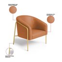 Ver mais imagens de Poltrona Sala Industrial Alta Dourado Kit 2 Stella Sintético PU D03 - D’Rossi