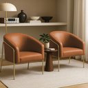 Ver imagem 1 de Poltrona Sala Industrial Alta Dourado Kit 2 Stella Sintético Pu D03 - D’Rossi