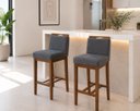 Ver imagem 1 de Conjunto 2 Banquetas Baixa em Madeira Maciça Libéria Cinza/Pinhao
