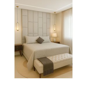 Cabeçeira Dominó 2,60 Altura e 1,60 Largura Modulos Colantes:suede Cinza Claro