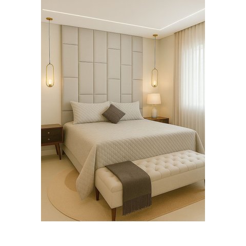 Cabeçeira Dominó 2,60 Altura e 1,60 Largura Modulos Colantes:suede Cinza Claro