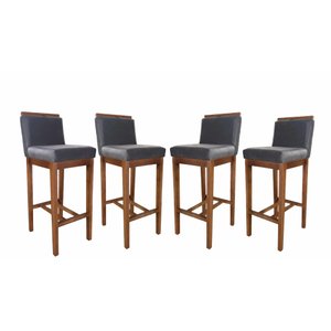 Conjunto 4 Banquetas Baixa em Madeira Maciça Libéria