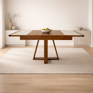 Mesa de Jantar Extensível 178x78cm Tampo Vidro Atena