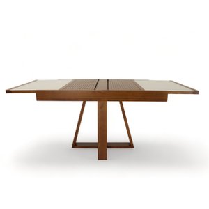 Mesa de Jantar Extensível 178x78cm Tampo Vidro Atena