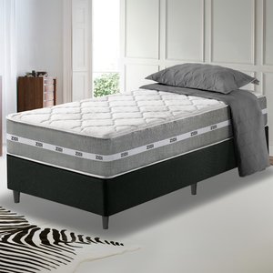 Cama Box Solteiro Preto + Colchão Molas Ensacadas Miami 88x188x60cm