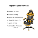 Ver imagem 5 de Cadeira de Escritório Gamer Ergonômica Reclinável Amarelo
