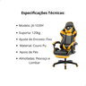 Cadeira de Escritório Gamer Ergonômica Reclinável Amarelo - 5