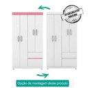 Ver imagem 7 de Guarda Roupa Solteiro 04 Portas Branco Rosa Branco Rosa