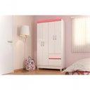 Ver imagem 3 de Guarda Roupa Solteiro 04 Portas Branco Rosa Branco Rosa
