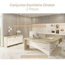 Ver imagem 2 de Conjunto 2 Peças com Mesa Diretor em L e Armário Multiuso Baixo 3 Gavetas 2 Portas Carvalho Branco Marrom Artany