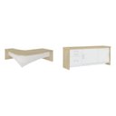 Ver imagem 3 de Conjunto 2 Peças com Mesa Diretor em L e Armário Multiuso Baixo 3 Gavetas 2 Portas Carvalho Branco Marrom Artany