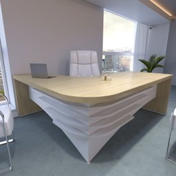 Kit 2 Peças com Mesa Diretor em L e Armário Multiuso Baixo 3 Gavetas 2 Portas - 10