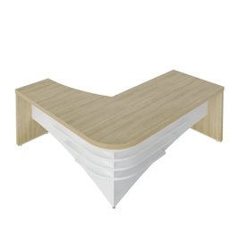 Kit 2 Peças com Mesa Diretor em L e Armário Multiuso Baixo 3 Gavetas 2 Portas - 14