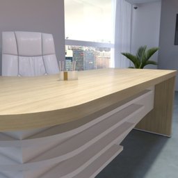 Kit 2 Peças com Mesa Diretor em L e Armário Multiuso Baixo 3 Gavetas 2 Portas - 8