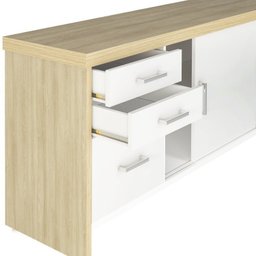 Kit 2 Peças com Mesa Diretor em L e Armário Multiuso Baixo 3 Gavetas 2 Portas - 19