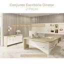 Ver imagem 2 de Conjunto 2 Peças com Mesa Diretor em L e Armário Multiuso Baixo 3 Gavetas 2 Portas Carvalho Branco