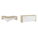 Ver imagem 3 de Conjunto 2 Peças com Mesa Diretor em L e Armário Multiuso Baixo 3 Gavetas 2 Portas Carvalho Branco